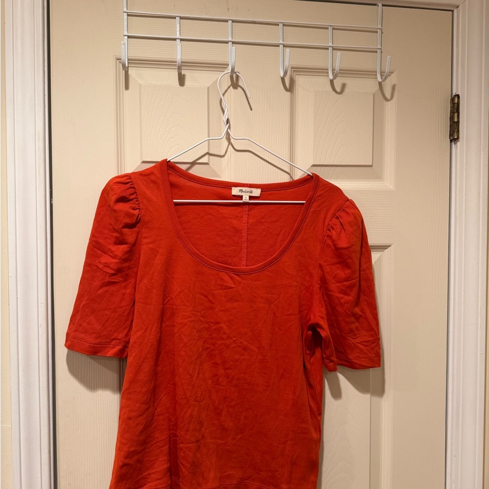 Madewell vibrant orange and chocolate brown Short Sleeve Tops - Picture 8 of 12
